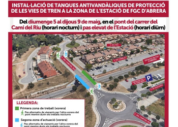 Ferrocarrils de la Generalitat de Catalunya col·locarà tanques antivandàliques de protecció de les vies d’Abrera, del diumenge 5 al dijous 9 de maig
