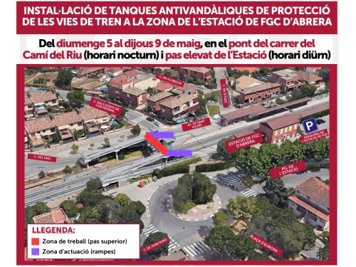 Ferrocarrils de la Generalitat de Catalunya col·locarà tanques antivandàliques de protecció de les vies d’Abrera, del diumenge 5 al dijous 9 de maig