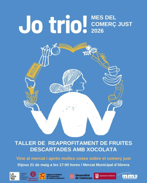 A Abrera celebrem el mes del comerç just amb un taller de reaprofitament de fruites descartades amb xocolata, aquest dijous 21 de maig al Mercat Municipal