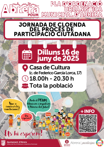 Cartell Jornada de cloenda del procés de participació de ciutadana del POUM