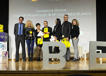 La parella abrerenca formada per Loli Blanco i Jose Maria Rodríguez, de l’Associació Cultural de Ball Pas a Pas, a la segona edició de la Gala del Ball Esportiu Català