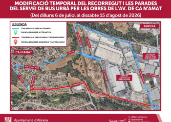 Modificació temporal del recorregut i les parades del servei de bus urbà per les obres de l’av. de Ca n’Amat