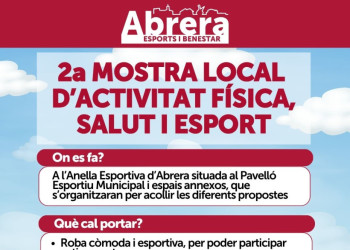 Abrera amb l'esport! El dissabte 24 de maig, participa en la Mostra Local d'Activitat Física, Salut i Esport, amb activitats inclusives per a tothom!