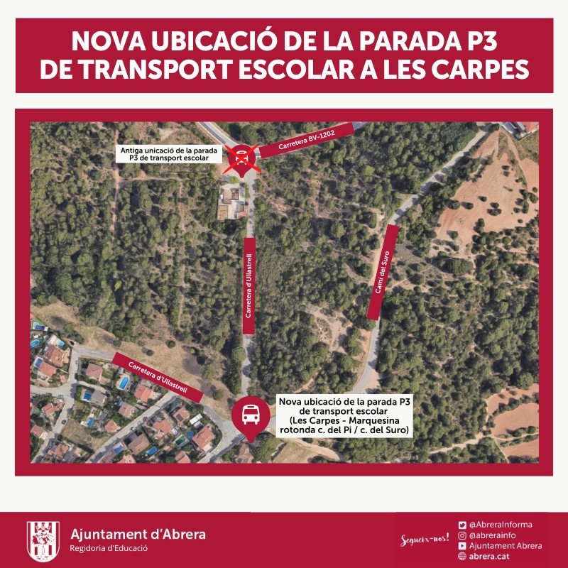 NOVA UBICACIÓ PARADA P3 TRANSPORT ESCOLAR - LES CARPES