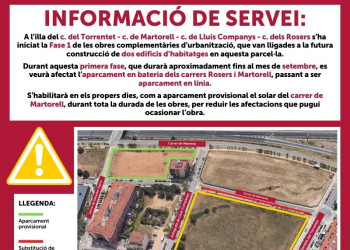 Informació de servei: afectacions en els estacionaments en un tram dels carrers dels Rosers i de Martorell, que han passat a ser en línia