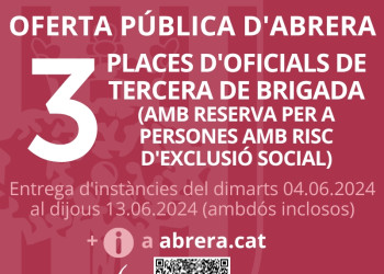 Obrim un procés de selecció per a cobrir tres places d'oficials de tercera de brigada de via pública, dins el marc del pla d’ocupació local 2024