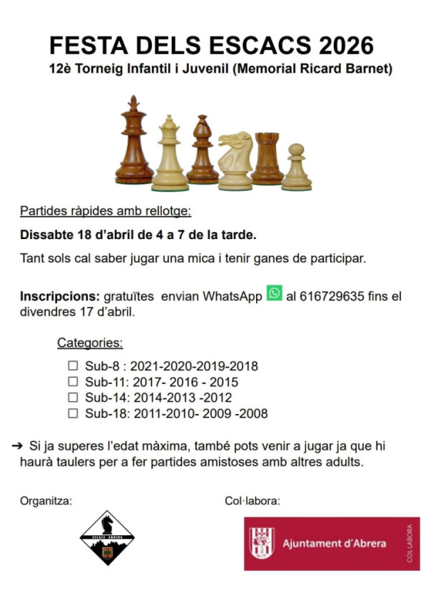 Festa dels Escacs 2026 de l'Associació d'Escacs Abrera