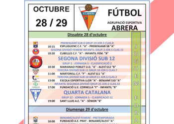 Partits cap de setmana Agrupació Esportiva Abrera 28 i 29 d'octubre de 2023 - Fora