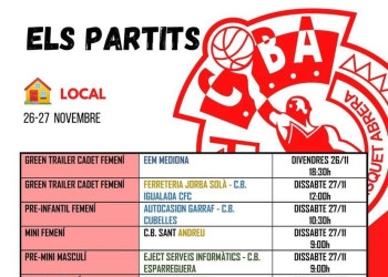 Partits Club Bàsquet Abrera cap de setmana del 27 i 28 de novembre - Local
