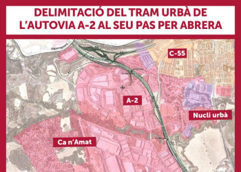 Plànol delimitació del tram urbà de l'autovia A-2 al seu pas per Abrera