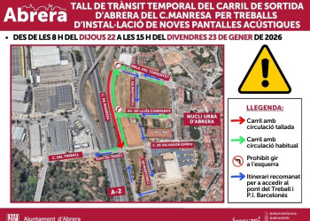 TALL dijous 22 de gener de 2026 a partir de les 8 h fins les les 15 h del divendres 23 de gener