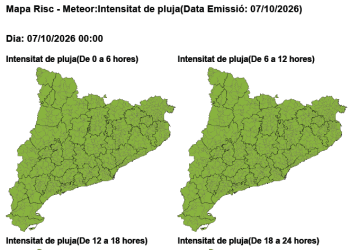 Previsió de pluges intenses. Dimecres 7 d'octubre de 2026