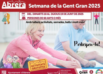Per un envelliment actiu! Obrim les inscripcions per les activitats de la Setmana de la Gent Gran d'Abrera 2025, que celebrarem del dimarts 10 al dijous 19 de juny
