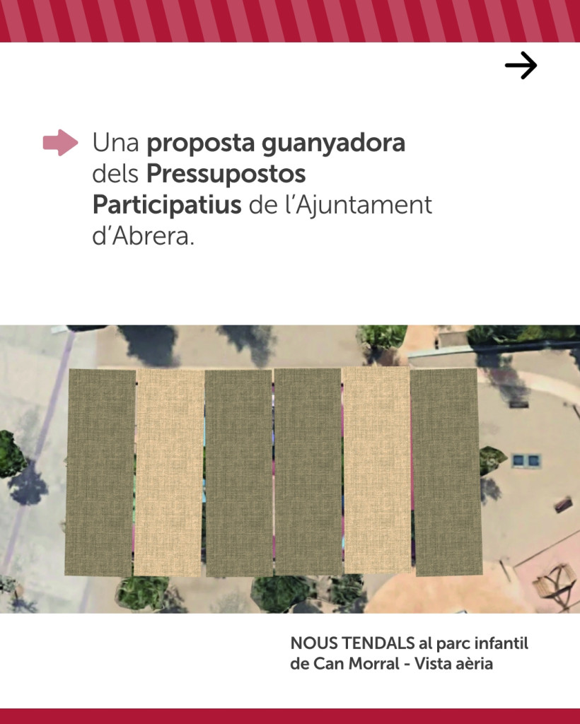 Instal·lem veles per a la creació d’una nova zona d’ombres al Parc de Can Morral d'Abrera