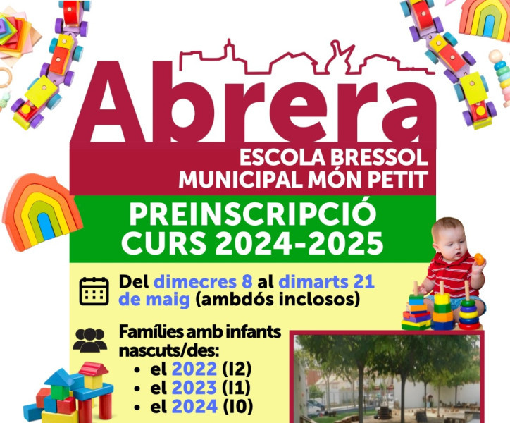 Escola Bressol Municipal Món Petit. Preinscripció curs 2024-2025
