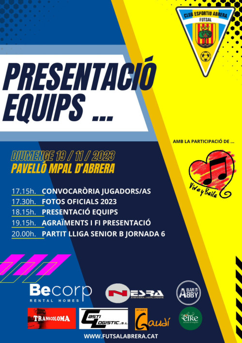 Presentació equips 2023-2024 Club Esportiu Futsal Abrera 19-11-23