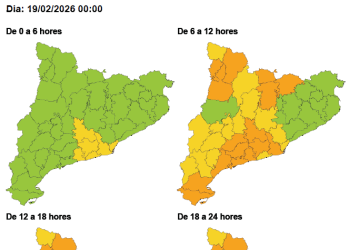 Previsió fort vent. Dijous 19 de febrer de 2026
