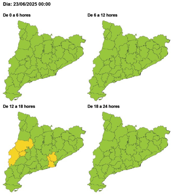Avís de calor intensa. Servei Meteorològic de Catalunya 23.06.25