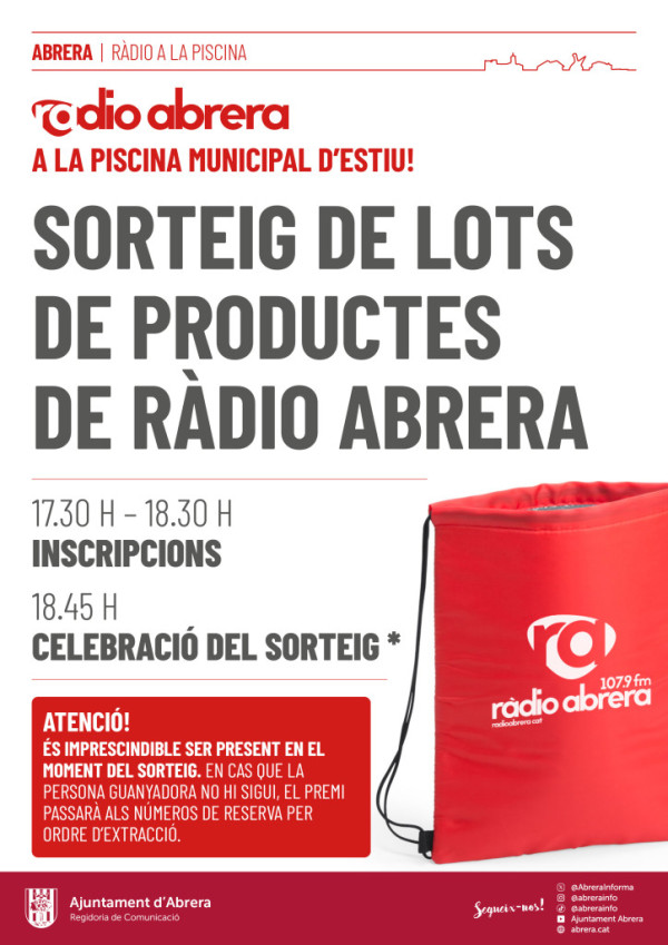 Ràdio Abrera torna a la Piscina Municipal d'Estiu aquest mes de juliol, amb música, ball, jocs, animació i regals, i amb la col·laboració de diverses entitats del nostre municipi!