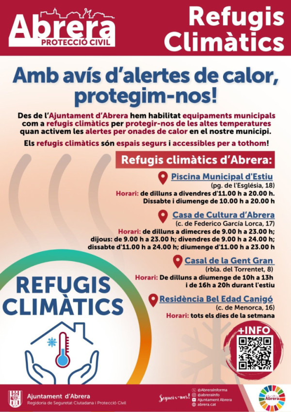 Amb avís d'alertes de calor, protegeix-te de les altes temperatures als refugis climàtics d'Abrera