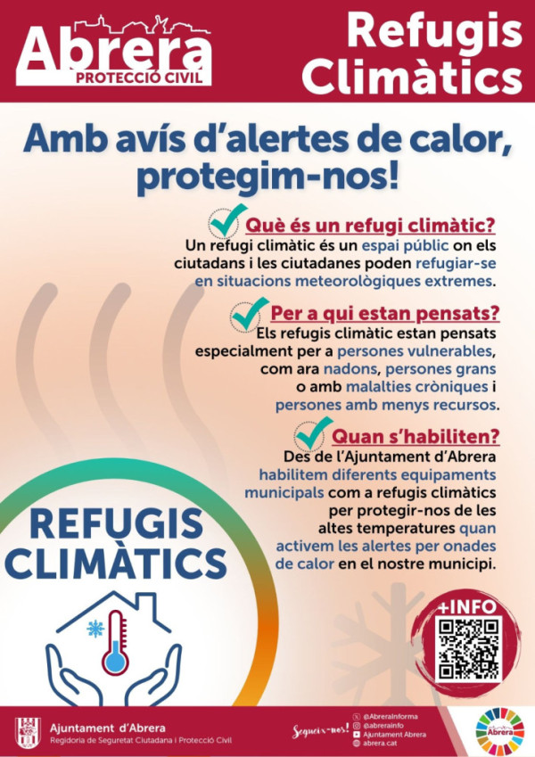 Amb avís d'alertes de calor, protegeix-te de les altes temperatures als refugis climàtics d'Abrera