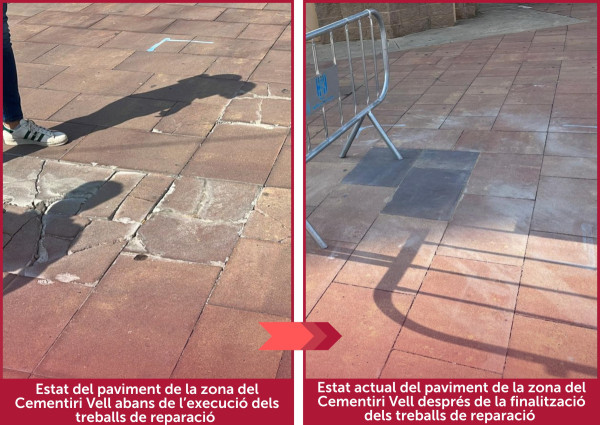 Recentment hem finalitzat els treballs de reparació del paviment a la zona del Cementiri Vell