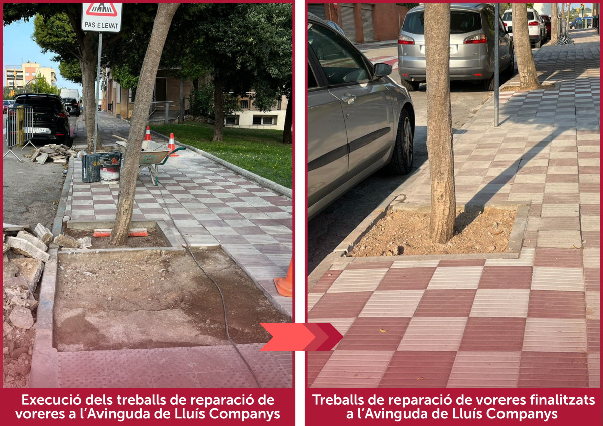 Reparació de voreres a l'Avinguda de Lluís Companys d'Abrera