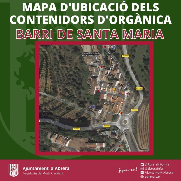Mapa d'ubicació dels contenidors d'orgànica. Barri de Santa Maria