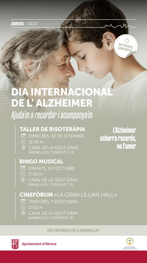 A Abrera commemorem el Dia Internacional de l’Alzheimer amb tres activitats gratuïtes