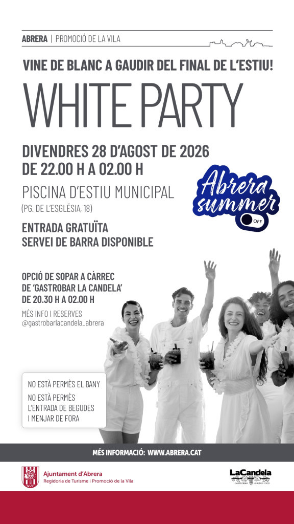 La Piscina Municipal d’Estiu acollirà el proper divendres 28 d'agost, una festa per acomiadar l'estiu amb una 'White Party'