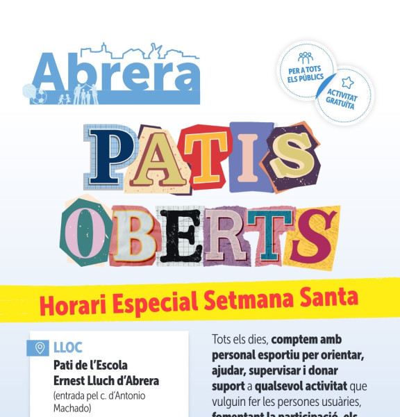 Patis Oberts - Horaris Setmana Santa