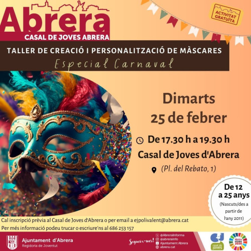 Casal de Joves. Taller de màscares, febrer 2025