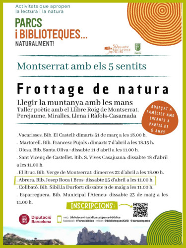 Biblioteca Josep Roca i Bros. Frottage de natura. Montserrat amb els 5 sentits
