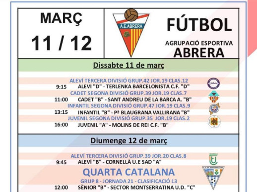 Competicions esportives - AE Abrera 11 i 12.03.23. A CASA
