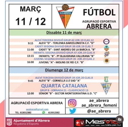 Competicions esportives - AE Abrera 11 i 12.03.23. A CASA