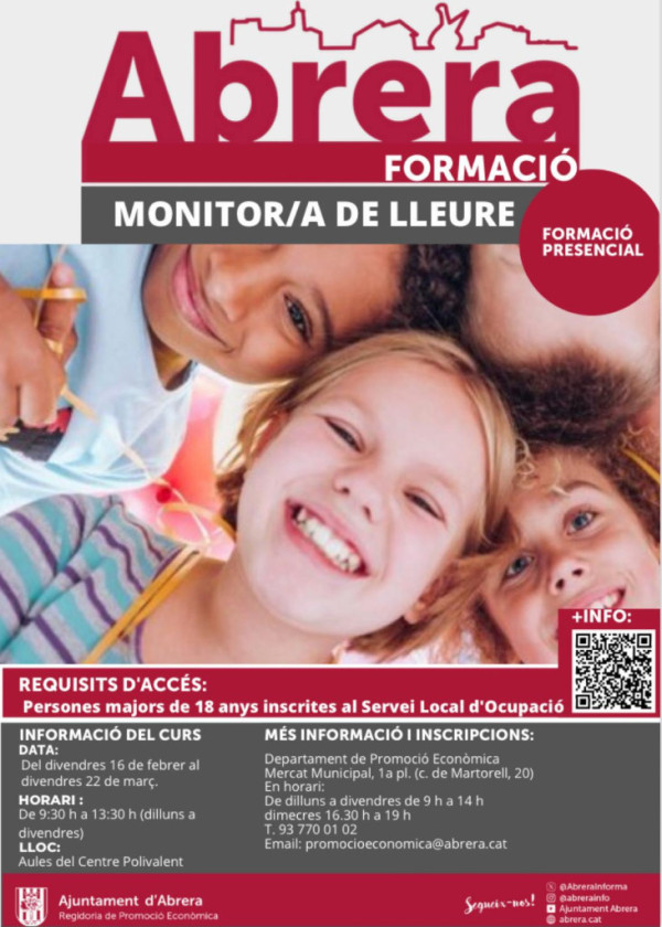 Cartell curs Monitor/a de lleure febrer 2024