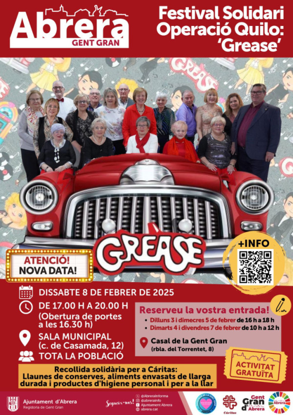 No us perdeu l'Operació Quilo, el Festival Solidari del Grup de Teatre del Casal de la Gent Gran, el dissabte 8 de de febrer a la Sala Municipal!