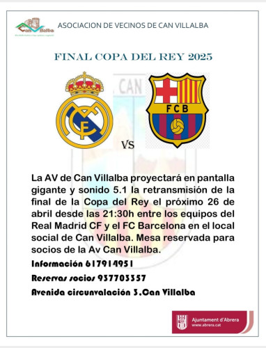 Retramissió en pantalla gegant de la final de futbol de la Copa del Rei al Casal Social de Can Vilalba