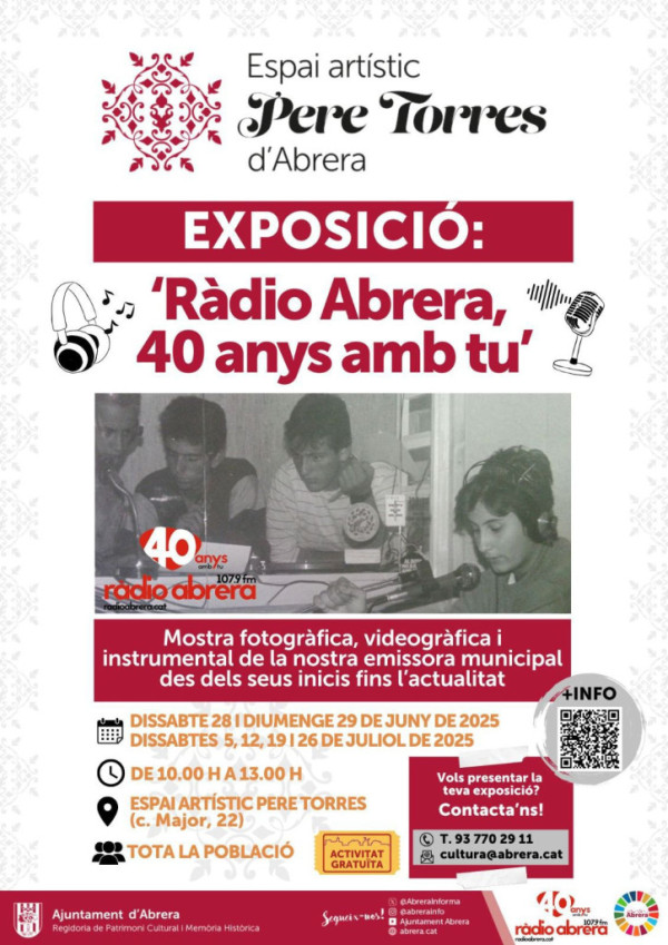 Cartell exposició 'Ràdio Abrera, 40 anys amb tu' a l'Espai Artístic Pere Torres d'Abrera
