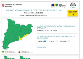 Consells de prevenció davant la previsió de pluges intenses que poden afectar Abrera i la comarca del Baix Llobregat durant la tarda i nit de diumenge 21 i el matí de dilluns 22 de setembre
