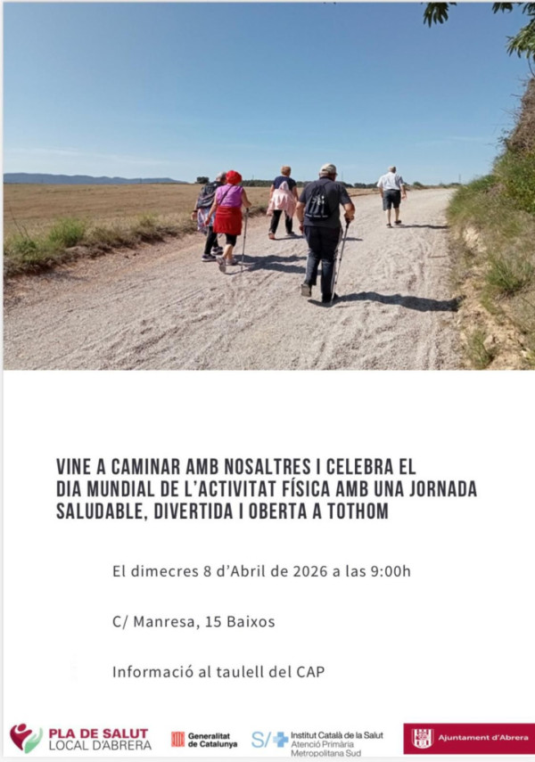 El proper dimecres 8 d'abril es commemora el Dia Mundial de l’Activitat Física amb una caminada saludable