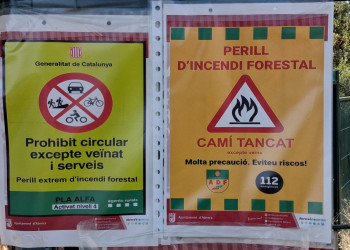 Actualització:13.45H - Tanquem els accessos als espais naturals d'Abrera per l'activació del nivell 4 del Pla Alfa davant el risc extrem d'incendi forestal