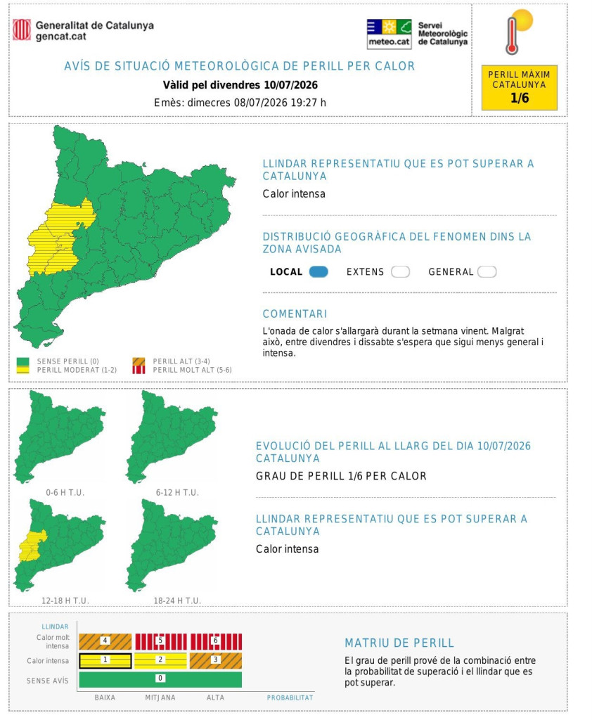 Actualització: 11.30H - Segueixen en vigor les mesures de prevenció davant el risc extrem d'incendi forestal per avui dijous 9 de juliol