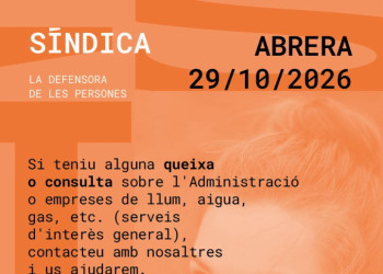 L'equip del Síndic de Greuges de Catalunya atendrà consultes a la Casa de Cultura el proper dijous 29 d'octubre de 2026