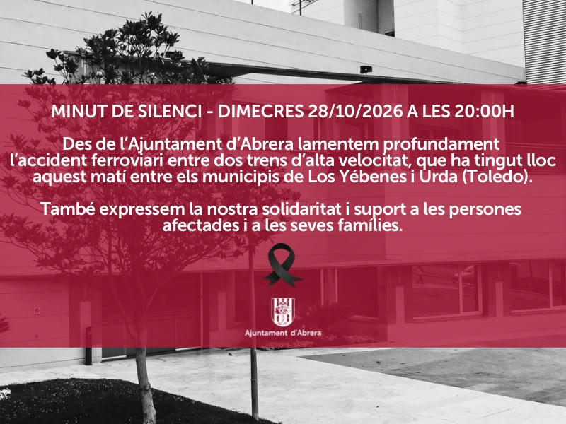 Convoquem un minut de silenci a les 20 h davant de l’Ajuntament, en solidaritat amb les víctimes de l'accident ferroviari