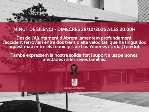 Convoquem un minut de silenci a les 20 h davant de l’Ajuntament, en solidaritat amb les víctimes de l'accident ferroviari