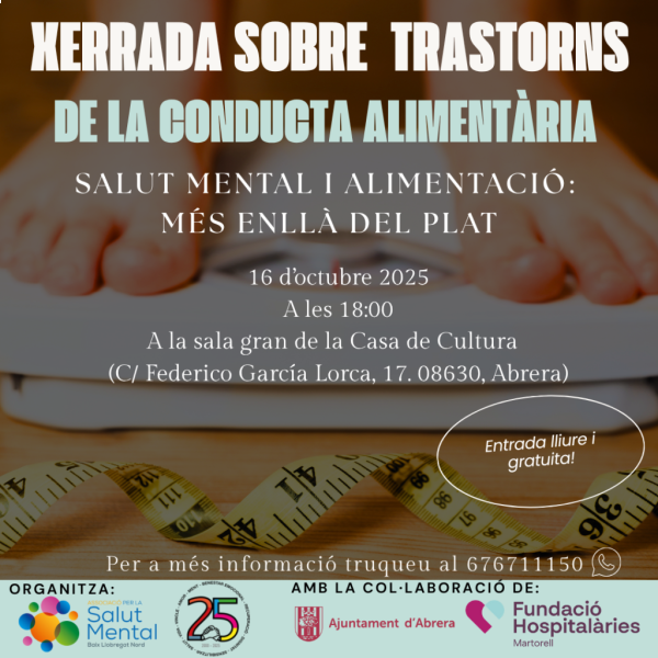 Cartell xerrada sobre transtorns de la conducta alimentària del dijous 16 d'octubre de 2025