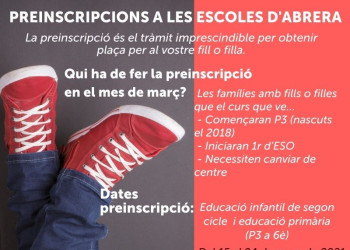 Atenció famílies! Properament comença el període de preinscripció a les escoles i institut d'Abrera