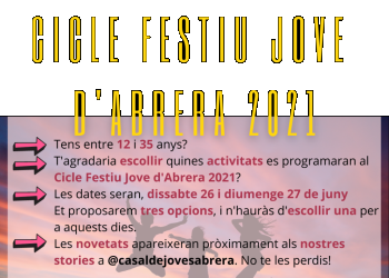 El nostre Casal de Joves enceta els preparatius pel Cicle Festiu Jove d'Abrera 2021!