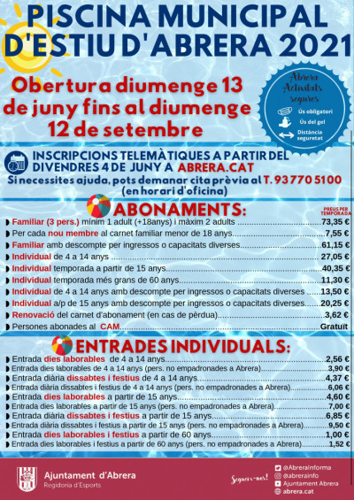 Cartell Piscina Municipal Estiu 2021